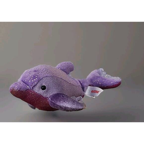 Aurora Plush Purple Pink Dolphin Glitter Sparkle Soft Stuffed Toy‎ - Picture 1 of 4